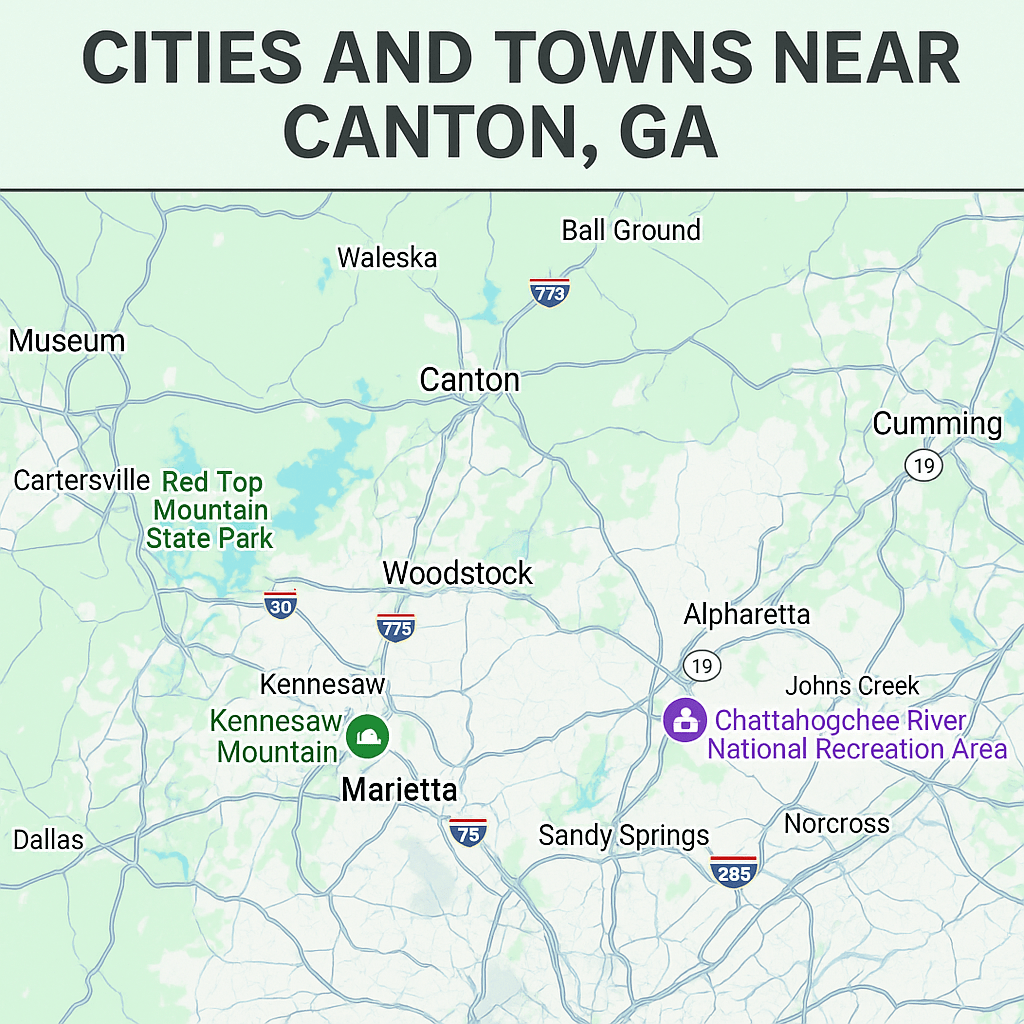 Cities near Canton, GA